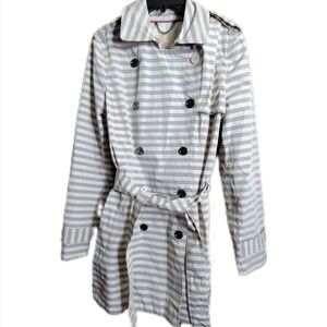 BANANA REPUBLIC Womens Striped Double Breasted Trench Coat Size Small